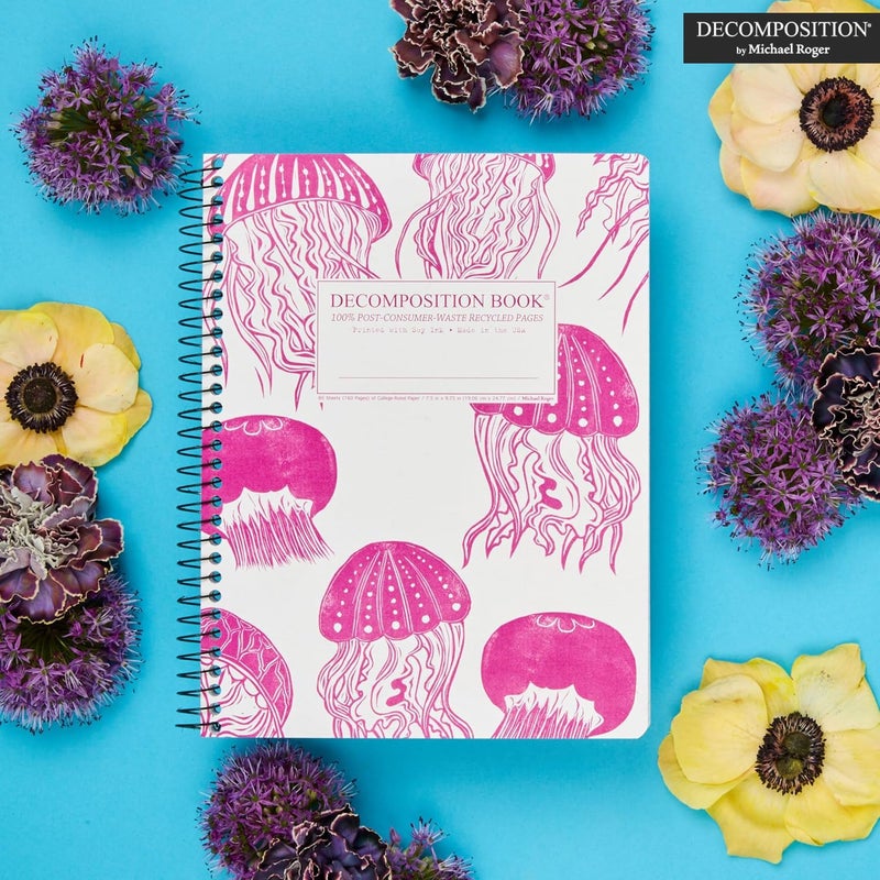 Decomposition Jellyfish College Ruled Spiral Notebook - 9.75 x 7.5 Journal with 160 Lined Pages - 100% Recycled Paper - Cute Notebooks for School Supplies, Home & Office - Made in USA - Image 2
